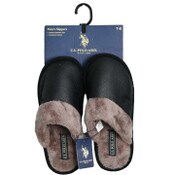 Wholesale - U.S. POLO ASSN. BLK MEN SLIPPERS W/BROWN FUR C/P 24, UPC: 662239093774